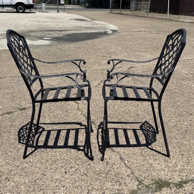 Martha Stewart Living Collection Cast Aluminum High Patio Pool Arm Chairs - Pair For Sale - Image 10 of 11
