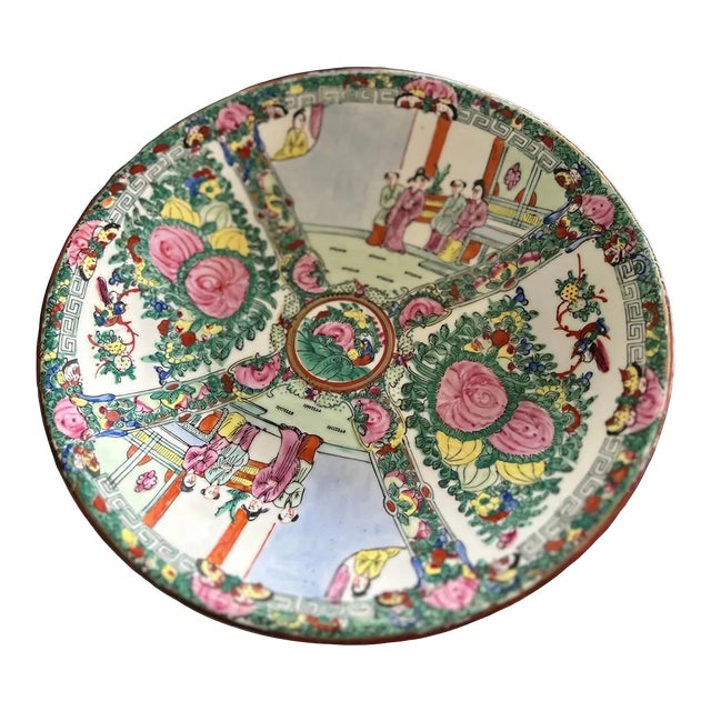 Mid 20th Century Vintage Chinese Export Rose Medallion Porcelain Bowl For Sale