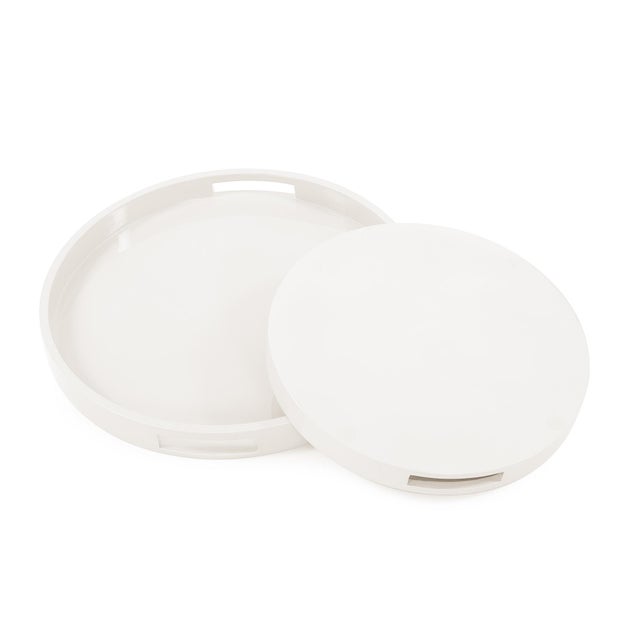 2020s Saint Tropez Round Tray Set of 2 - Chalk For Sale - Image 5 of 10