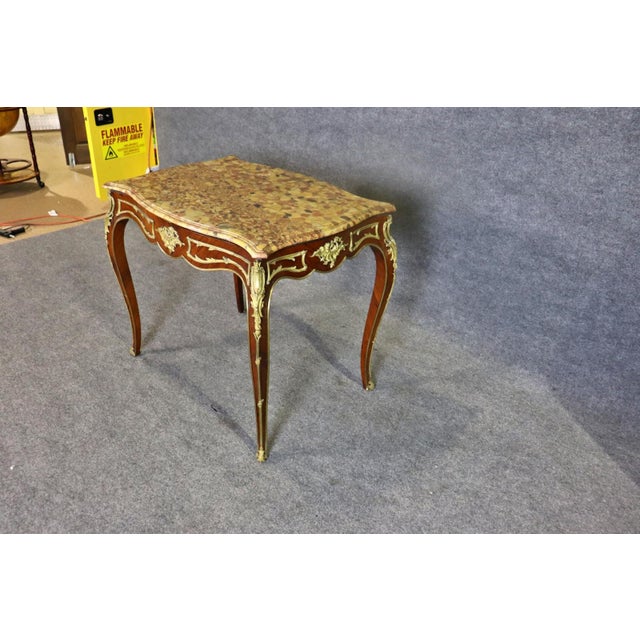 French Linke Style 19th Century Bronze Mounted Marble Top Center Table For Sale - Image 3 of 9