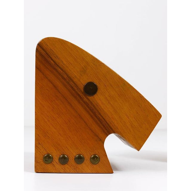 Austrian Modern Horse Bust Bookends in Walnut and Brass, 1950s, Set of 2 For Sale - Image 9 of 11