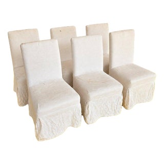 Upholstered Chairs with Removable Fabric Covers and Bow, Set of 6 For Sale