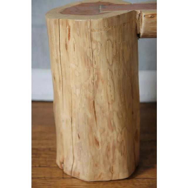 1970s Teak Wood Bench, Modern Organic, Cylindrical Legs For Sale - Image 9 of 12