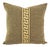 Tan and Black Textured Chenille With Brown and Cream Greek Key Trim Pillow Cover - 20" X 20" Solid Textured Chenille Cushion Cover For Sale