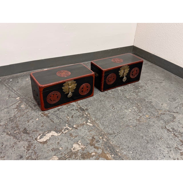 Asian Korean Vintage Wedding Box/Dowry Chest, Pair For Sale - Image 3 of 12