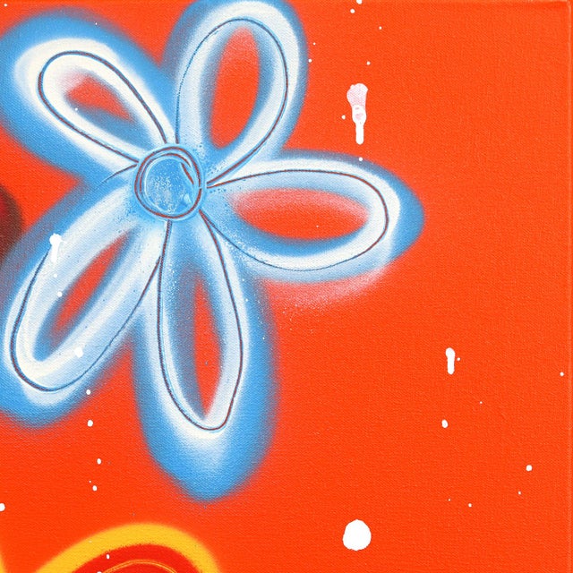 Textile Happy Mood Changer - Original Vibrant Abstract Floral Mixed Media Art on Canvas For Sale - Image 7 of 9
