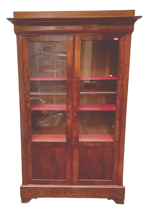 Louis Philippe Display Cabinet in Mahogany and Mahogany Veneer, 1800s
