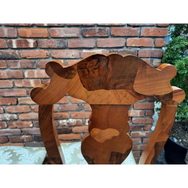 1970s Vintage Italian Marquetry Chairs - a Pair For Sale - Image 4 of 12