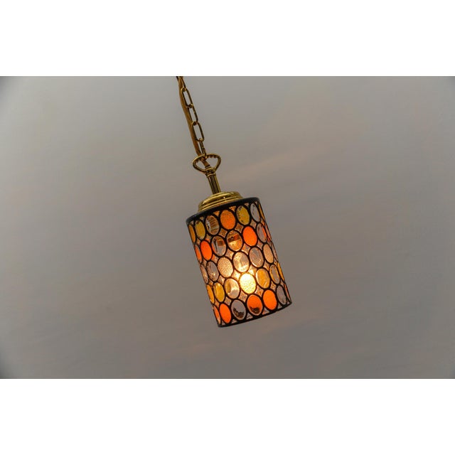 Brown Multicolored Glass Hanging Lamp from Limburg, 1960s For Sale - Image 8 of 9