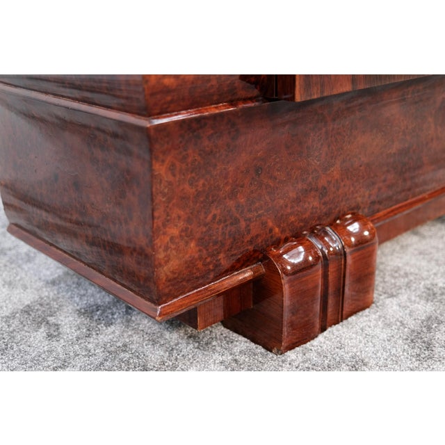 Art Deco Bookcase or Bar Cabinet in Hand-Polished Shellac Ash and Thuja Burl Wood, France, 1930s For Sale - Image 6 of 11