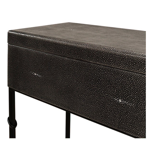 Gray Embossed Leather Box on Stand For Sale - Image 8 of 9