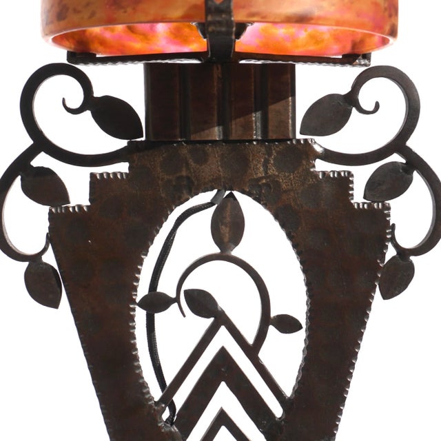 1910s 1915 Daum Nancy and Edgar Brandt Art Deco Table Lamp For Sale - Image 5 of 13
