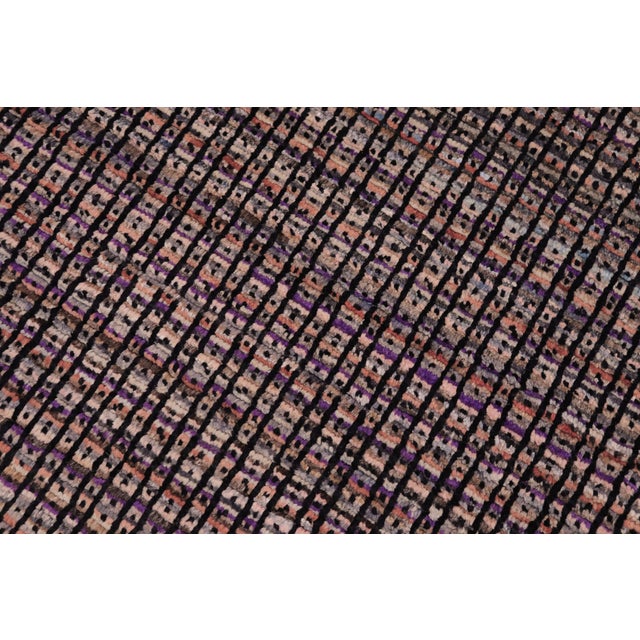 Shabby Chic Rustic Black/Rust High Low Wool Rug - 5'0'' X 6'6'' For Sale - Image 3 of 9