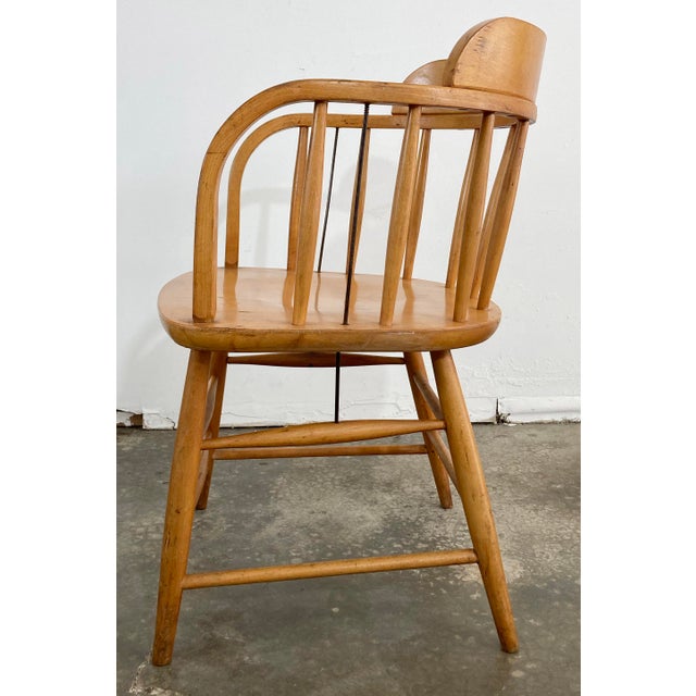 Vintage MCM Wood Bankers Chair For Sale - Image 4 of 12