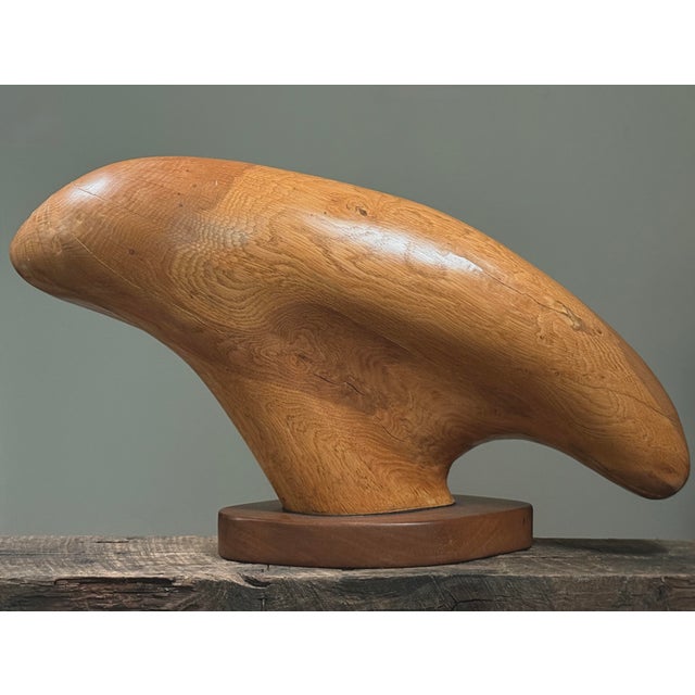 Mid-Century Modern Vintage Monumental Abstract Biomorphic Modernist Wood Sculpture on Stand For Sale - Image 3 of 12