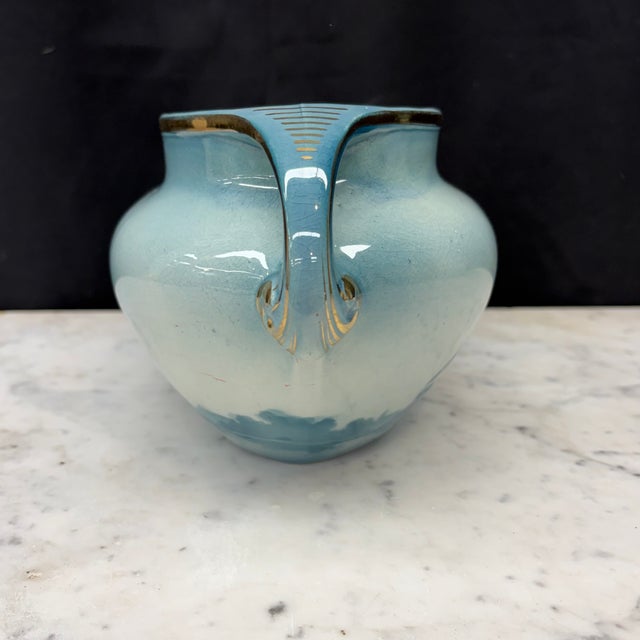 19th Century French Faience Three-Piece Vase and Jardinière Set With Swallows by Keller and Guerin For Sale - Image 11 of 16