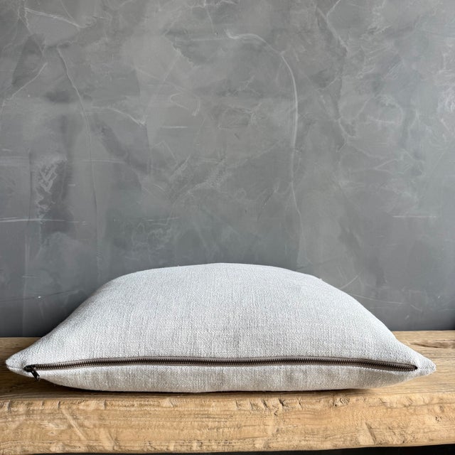 Traditional Otis Belgian Snow Linen Pillow 22 X 22 With Down Insert For Sale - Image 3 of 5