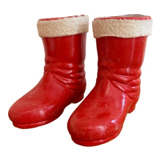 Vintage 1930s Pair of Santa Boot Candy Holders Made in Germany For Sale