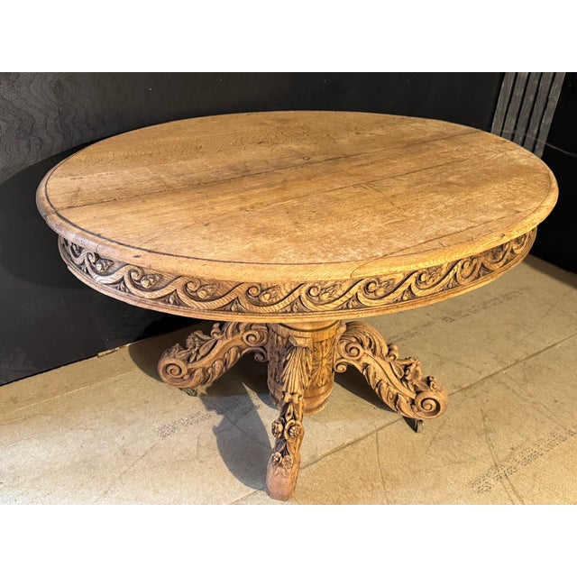 French Carved Oak Hunting Table, 1850 For Sale - Image 6 of 18