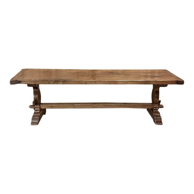 Rustic Antique Dining Table ~ Trestle Table in Solid Oak For Sale