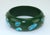 Lucite Bakelite Style Bangle Dark Green Bracelet With Inlaid Turquoise For Sale In Atlanta - Image 6 of 9
