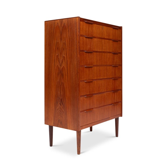 Mid-Century Modern Vintage Danish Mid-Century Teak 7 Drawer Tallboy Dresser 1960s For Sale - Image 3 of 10