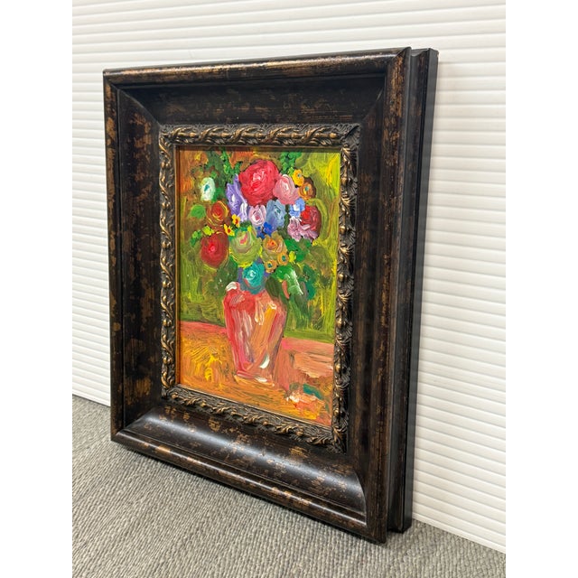 Abstract Impasto Flower Bouquet Painting, Framed For Sale - Image 3 of 12