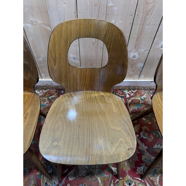 Vintage Baumann Eye Model Chairs in Wood, 1950s, Set of 4 For Sale - Image 6 of 13