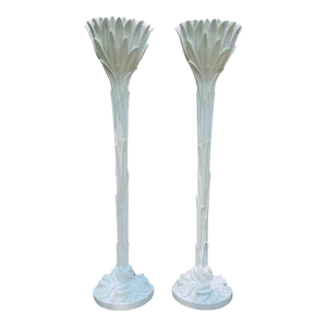Serge Roche (French, 1898-1988) Pair Vintage Palm Tree Torchiere Lamps