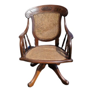 Late 19th Century Aesthetic Movement Victorian Walnut Office Chair For Sale