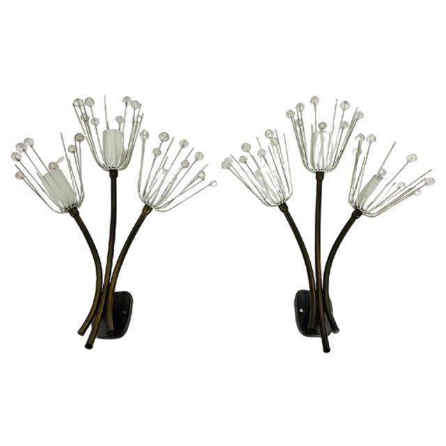 Mid-Century Brass Sconces attributed to Emil Stejnar for Rupert Nikoll, 1960s, Set of 2 For Sale