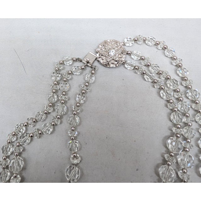 Vintage 1950s Signed Napier 3-Strand Glass Beaded Necklace For Sale In Philadelphia - Image 6 of 8