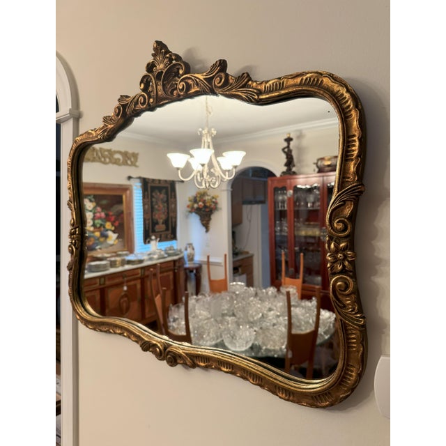 1920s Antique Victorian Acanthus Swag Giltwood Wall Mirror | Chairish
