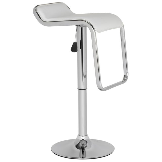 The sleek, barely-there lines of the Swivel Barstool add instant posh to any pad. it's white PVC and chrome construction...