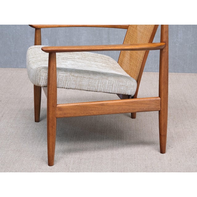 Beige Dallas Armchair in Teak and Cane by Folke Ohlsson for Dux, Sweden, 1960s For Sale - Image 8 of 14