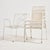 Stackable garden armchair on tubular metal frame from the 1980s. with some surface scratches, rust and wear on the metal...