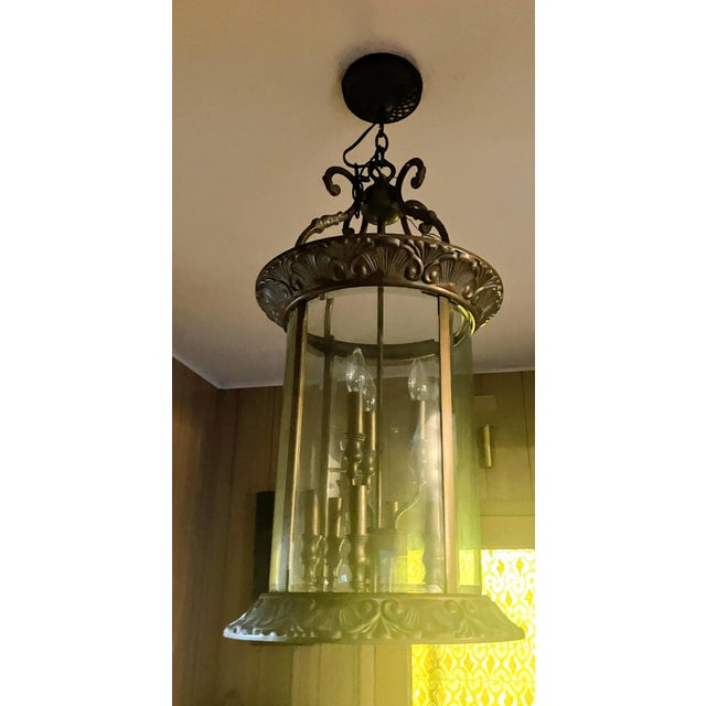 Antique Gilded Convex French Nine Light Hall Lantern For Sale - Image 9 of 12