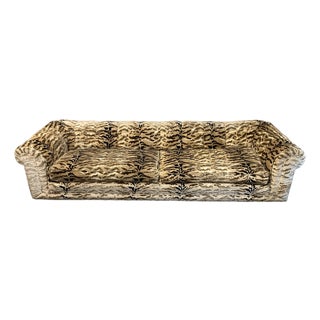 1960s Attributed to Marge Carson Post-Modern Tiger Chesterfield Sofa For Sale