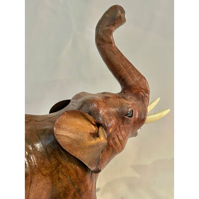 Vintage Leather Wrapped Elephant Model or Figurine For Sale - Image 10 of 12