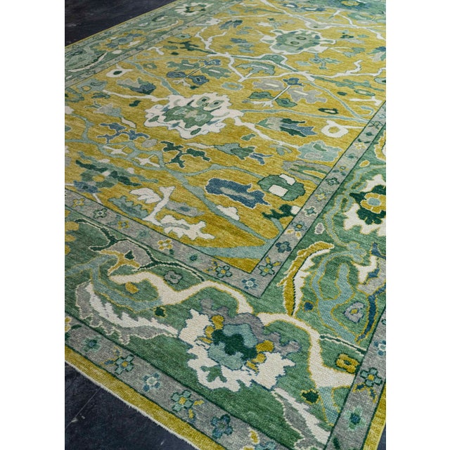 Green Turkish Oushak Rug 10'3" x 15'1" #20412 For Sale - Image 8 of 8