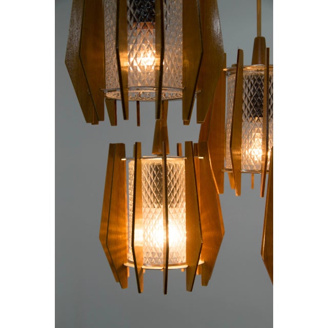 1970s Chandelier and Wall Lamp from Drevo Humpolec, 1970s, Set of 2 For Sale - Image 5 of 13