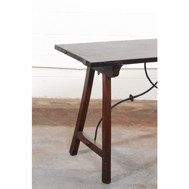 19th Century Spanish Travel Table W/Iron Stretcher For Sale - Image 9 of 12