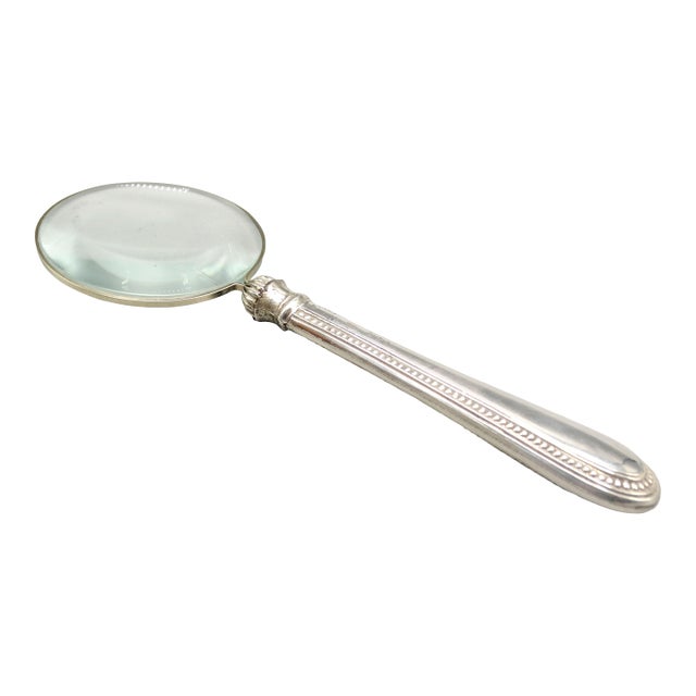 Antique English Sterling Silver Hand Magnifying Glass For Sale