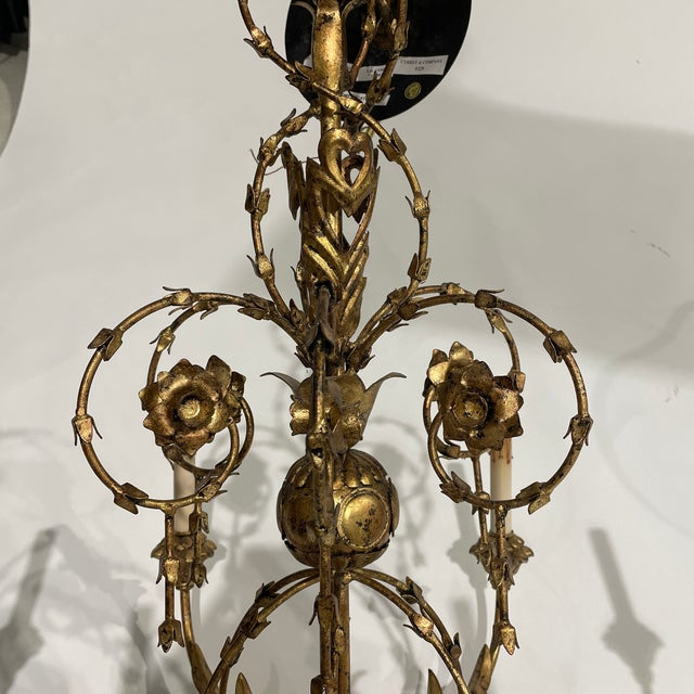 Currey & Company Currey & Co 6 Light Gold Floral Chandelier For Sale - Image 4 of 8