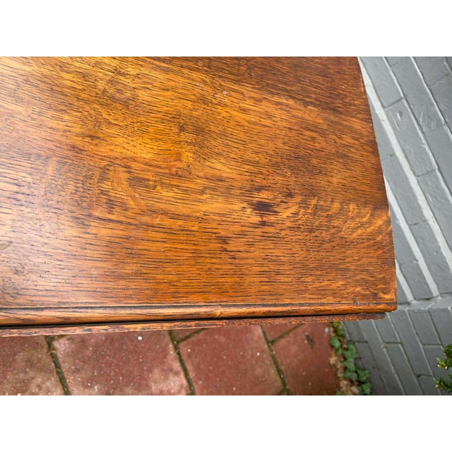 Antique English Table Drop Leaf Gateleg Barley Twist Oak Oval C. 1920-30s For Sale - Image 9 of 10