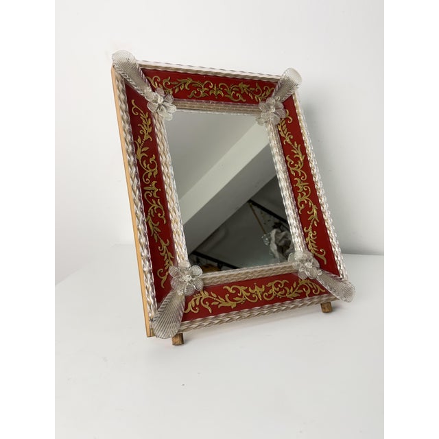 Glass Large Venetian Table Mirror in Murano Glass in the Style of Ercole Barovier, 1940s For Sale - Image 7 of 11