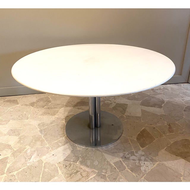 1960s Round Table with Chromed Steel Base and White Lacquered Top, Italy, 1960s For Sale - Image 5 of 8