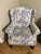 Traditional 1980s Traditional Blue & White Toile Wingback Accent Chair For Sale - Image 3 of 12