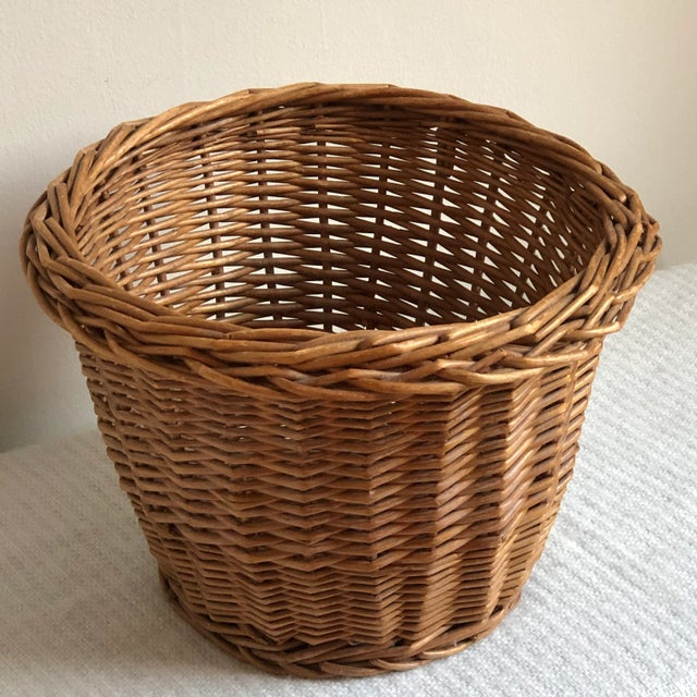 Taupe Mid-20th Century Wicker Planter Basket For Sale - Image 8 of 11