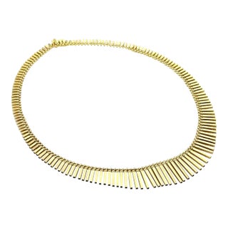Mid 20th Century 14k Yellow Gold Multi Bar Bead Drape Statement Necklace Vintage For Sale